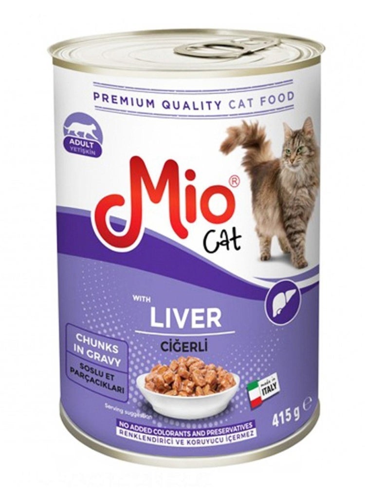 Mio Cat Adult Wet Food Chunks in Gravy with Liver - 400g Can - Image 3